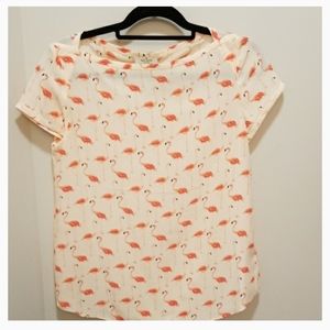 NWOT Kate Spade Boatneck Flamingo Blouse Size 4